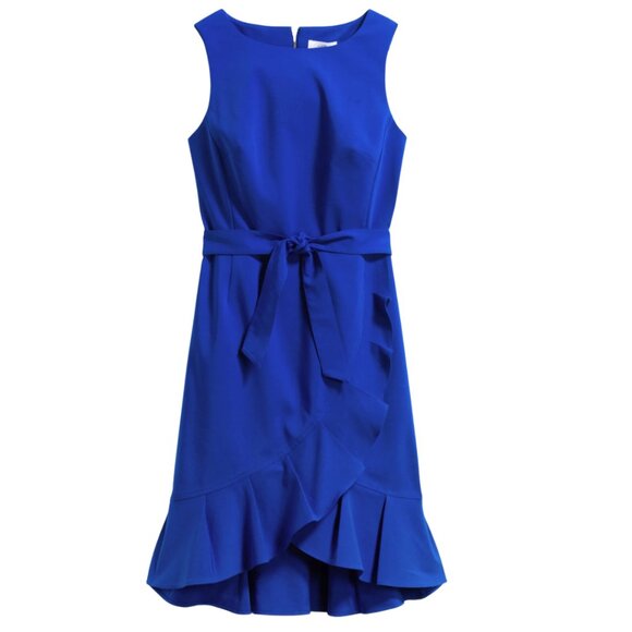Calvin Klein Dresses & Skirts - Calvin Klein Flore Cotton Blend Ruffle Detail Dress Cobalt Blue Size 10